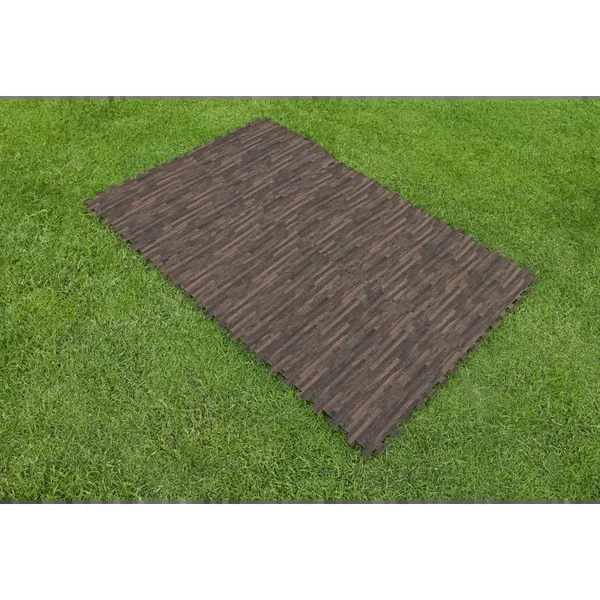 Lot de 12 tapis de sol pour piscine et spa - 50 x 50 cm - décor bois