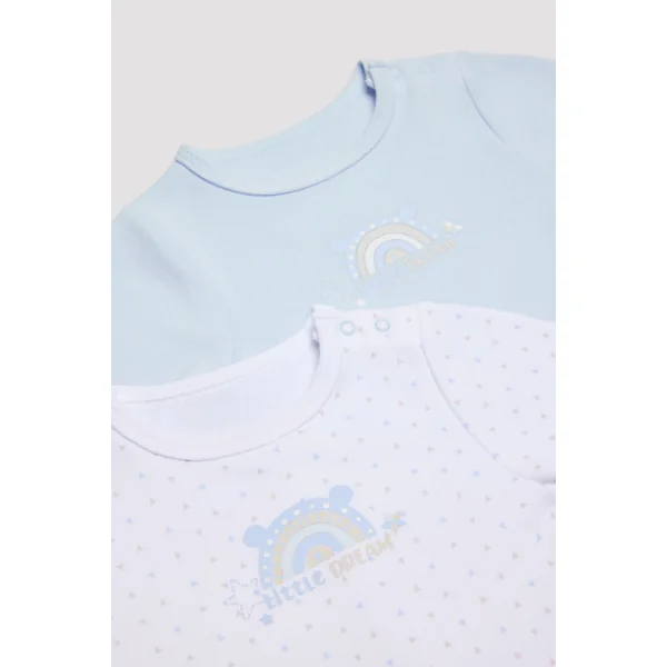 Lot de 2 bodys bébé manches longues bleu et blanc