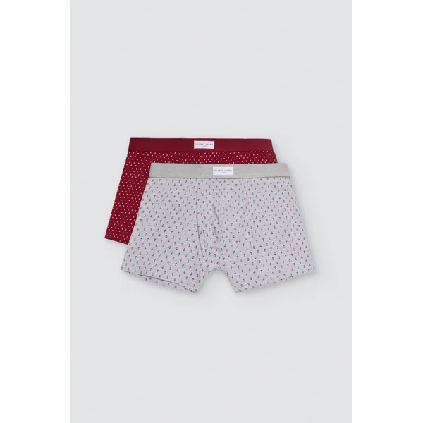 Lot de 2 boxers imprimé marinière rouge et gris