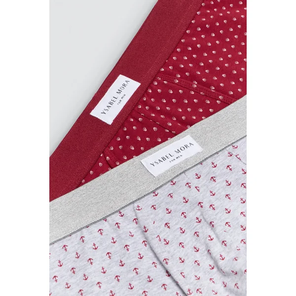 Lot de 2 boxers imprimé marinière rouge et gris