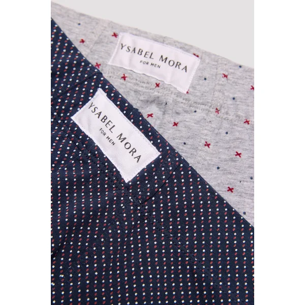Lot de 2 boxers imprimés gris et marine