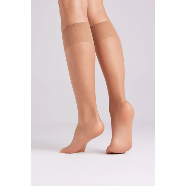 Lot de 2 chaussettes longues à bout invisible 15 deniers beige