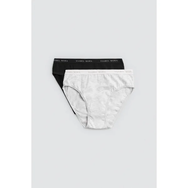Lot de 2 culottes midi basiques en coton noir et gris