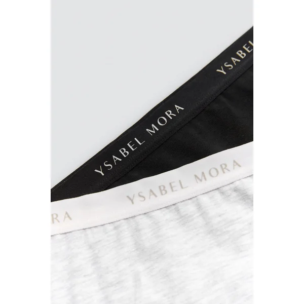 Lot de 2 culottes midi basiques en coton noir et gris