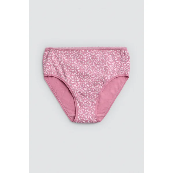 Lot de 2 culottes taille haute à imprimés roses