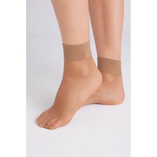 Lot de 2 socquettes anti-pression manchette 10 deniers marron