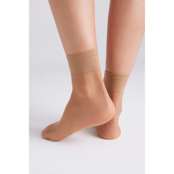 Lot de 2 socquettes anti-pression manchette 10 deniers naturel