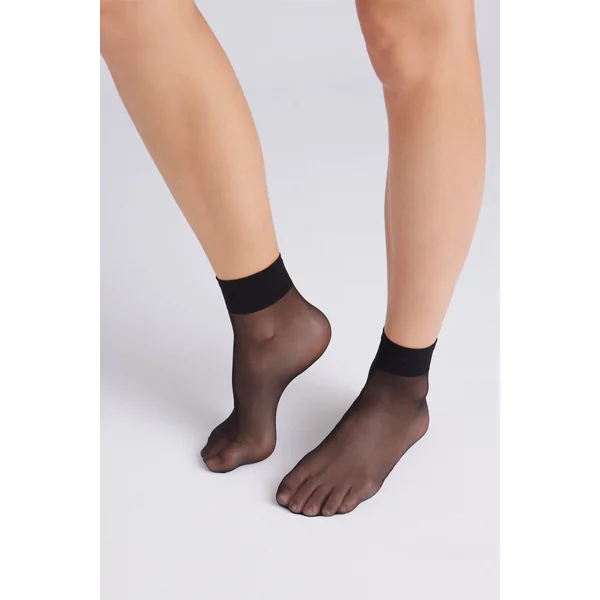 Lot de 2 socquettes anti-pression à revers 10 deniers noires