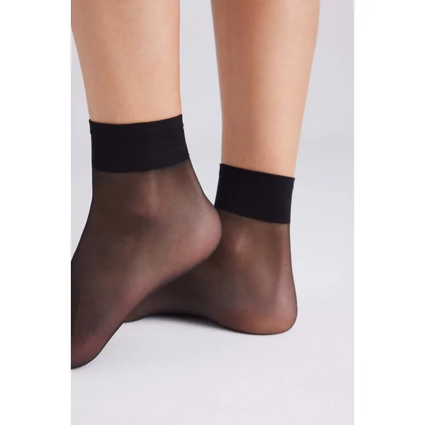 Lot de 2 socquettes anti-pression à revers 10 deniers noires