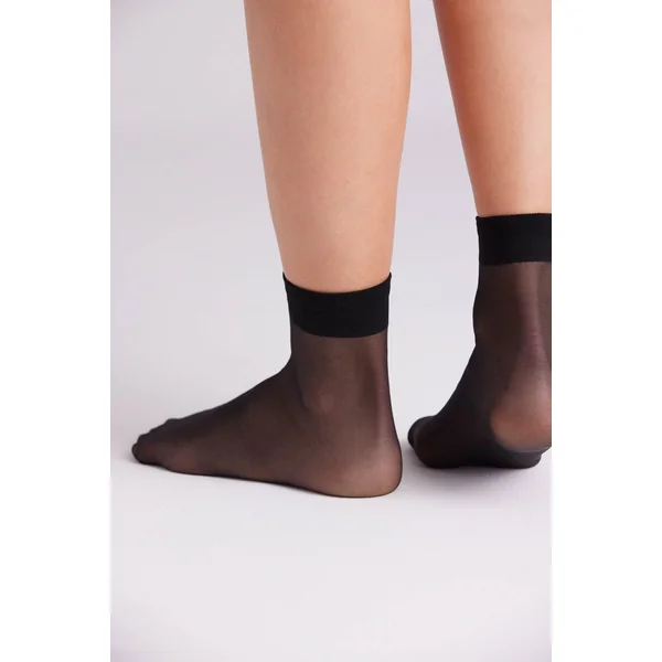 Lot de 2 socquettes anti-pression à revers 15 deniers noires