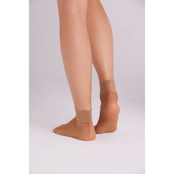 Lot de 2 socquettes anti-pression à revers 20 deniers beige