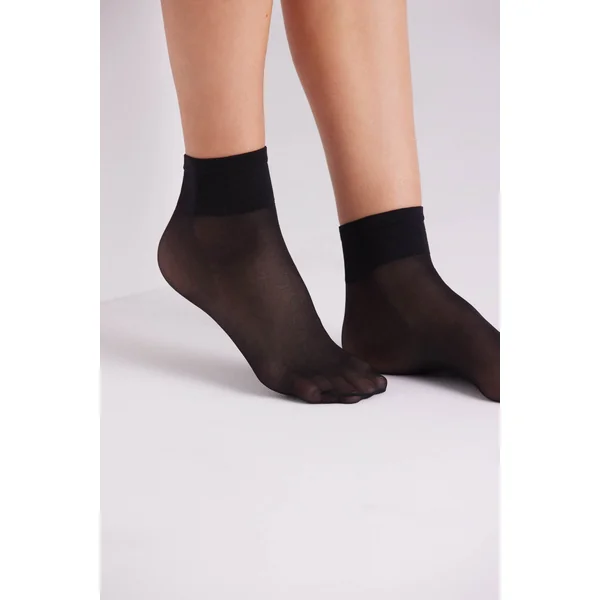Lot de 2 socquettes anti-pression à revers 20 deniers noires