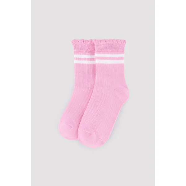 Lot de 3 chaussettes courtes avec bord-côtes retroussé et rayures contrastées