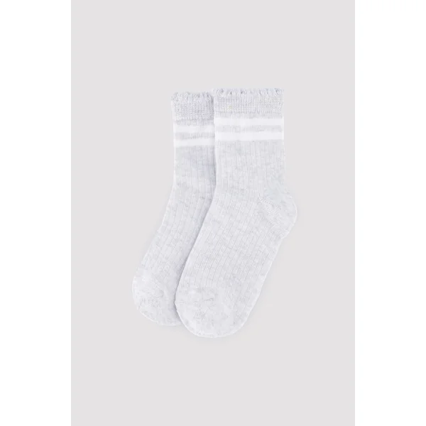 Lot de 3 chaussettes courtes avec bord-côtes retroussé et rayures contrastées