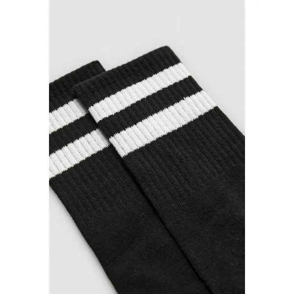 Lot de 3 chaussettes de sport à revers rayés noirs