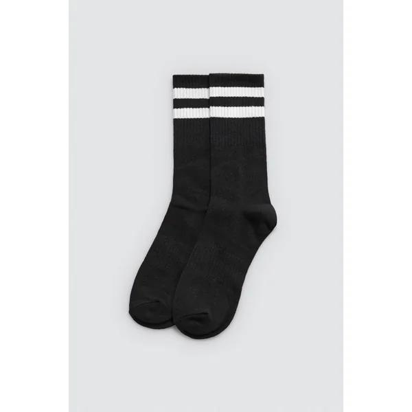Lot de 3 chaussettes de sport à revers rayés noirs