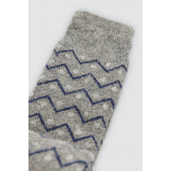 Lot de 3 chaussettes en angora avec revers anti-pression et imprimé géométrique