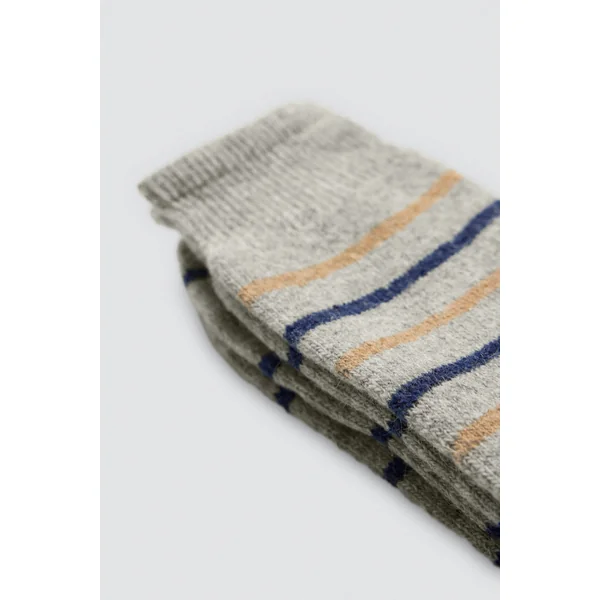 Lot de 3 chaussettes en angora avec revers anti-pression et imprimé géométrique