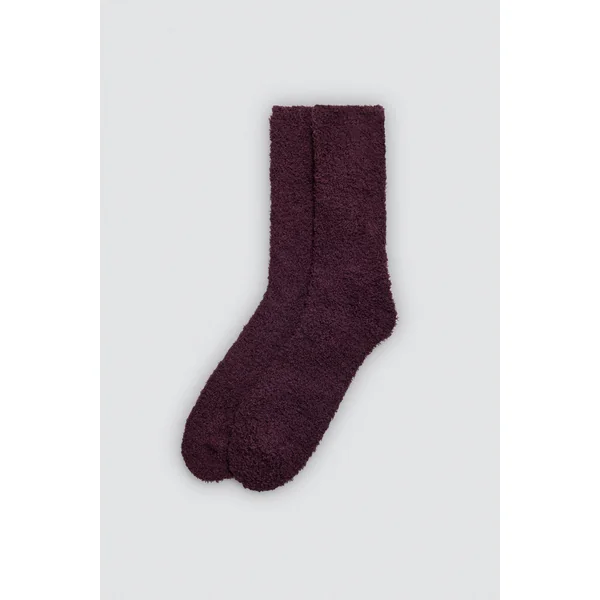 Lot de 4 chaussettes en flanelle de couleur unie