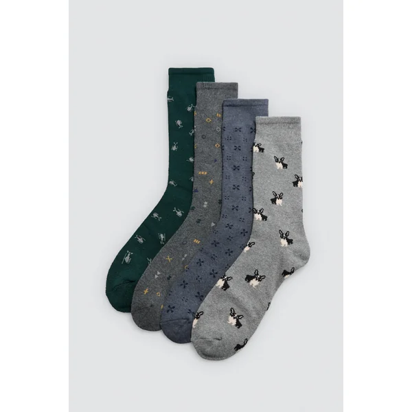 Lot de 4 chaussettes hautes thermiques imprimées