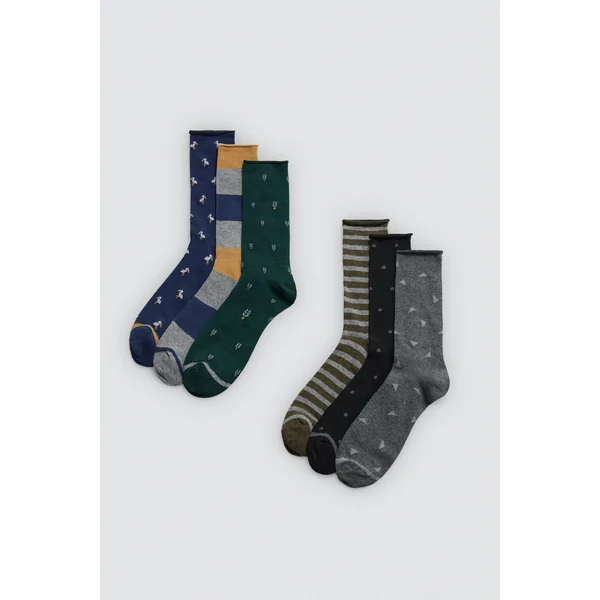 Lot de 6 chaussettes hautes imprimées sans revers