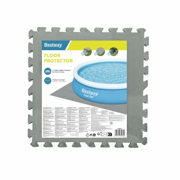Lot de 9 tapis de sol pour piscine - 50 x 50 cm - gris