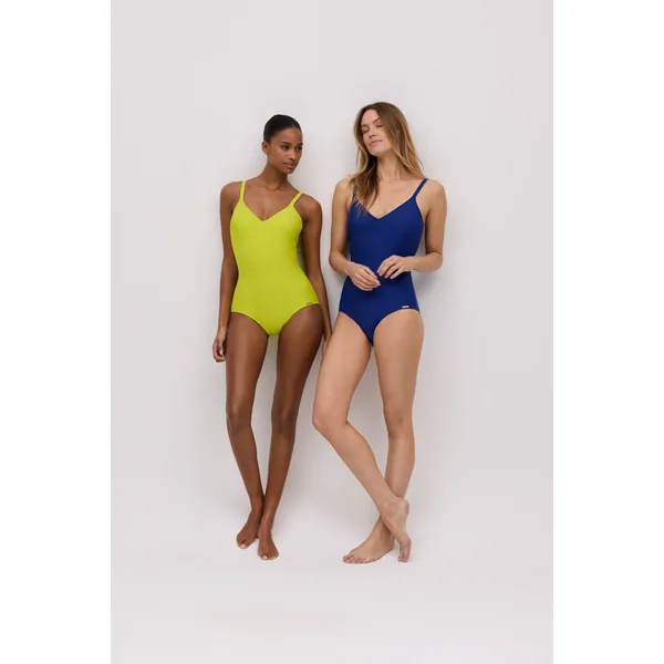Maillot de bain amincissant bleu lisse