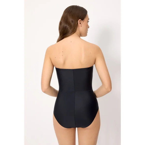 Maillot de bain bandeau noir amincissant à compression élevée, bonnet B