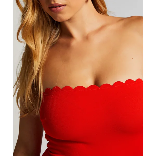 Maillot de bain Bandeau Scallop - Rouge