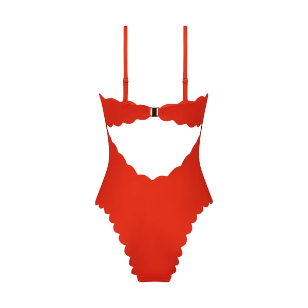 Maillot de bain Bandeau Scallop - Rouge
