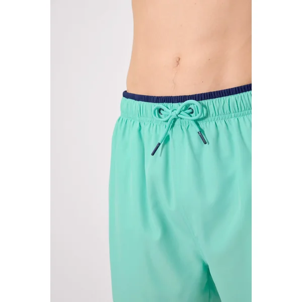 Maillot de bain basique mi-long avec détail vert à la taille