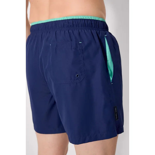 Maillot de bain bleu marine basique avec détail à la taille.