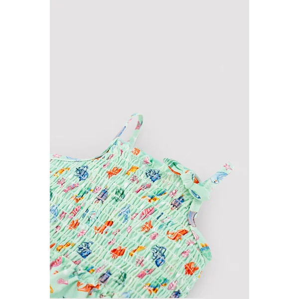 Maillot de bain bébé fille à volants et imprimé nid d'abeille à motifs de faune marine
