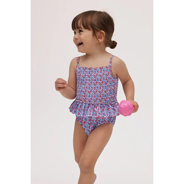 Maillot de bain bébé nid d'abeille petites fleurs