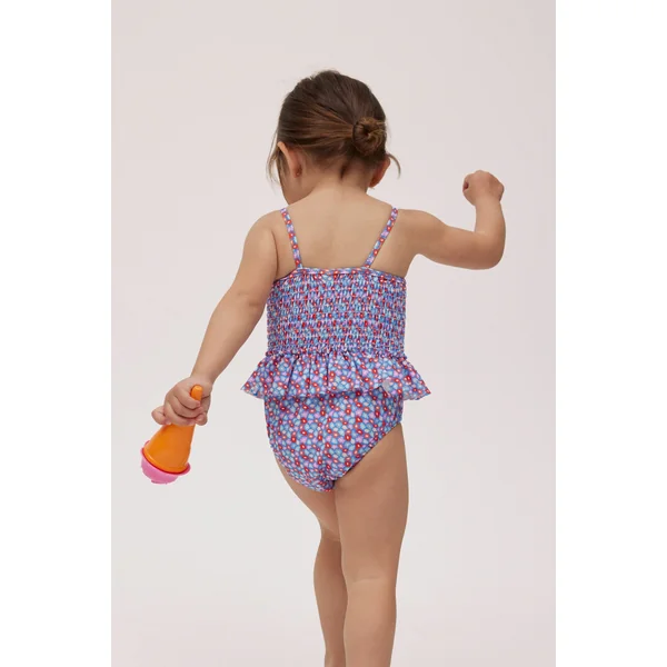 Maillot de bain bébé nid d'abeille petites fleurs