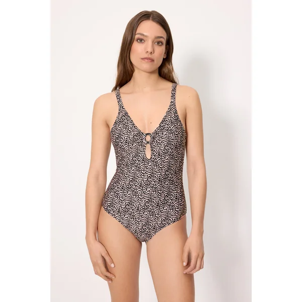 Maillot de bain gainant à paillettes avec fermeture à agrafes, bonnet B