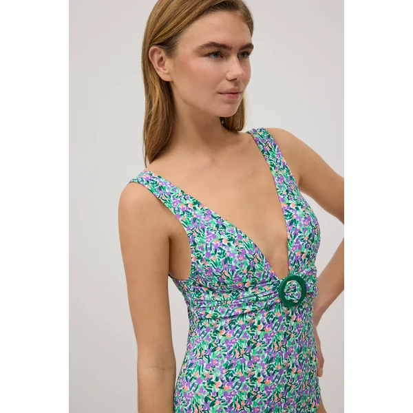Maillot de bain galbant imprimé décolleté V