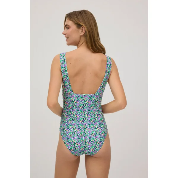 Maillot de bain galbant imprimé décolleté V