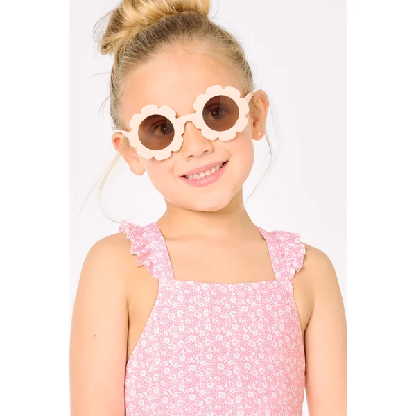Maillot de bain pour fille avec détails à volants et bretelles croisées, imprimé léopard rose