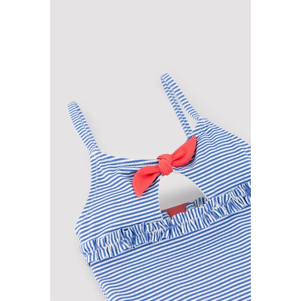 Maillot de bain pour fille avec nœud et volants, imprimé rayé