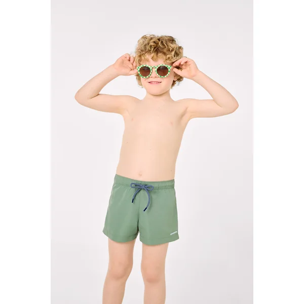 Maillot de bain vert uni pour garçon