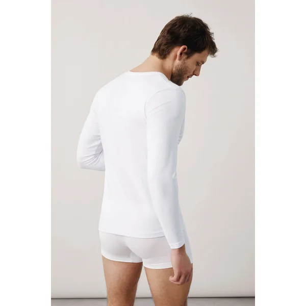 Maillot de corps blanc à manches longues et col en V