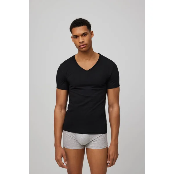 Maillot de corps noir à manches courtes et col en V
