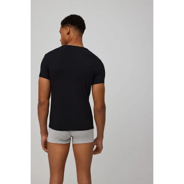 Maillot de corps noir à manches courtes et col en V