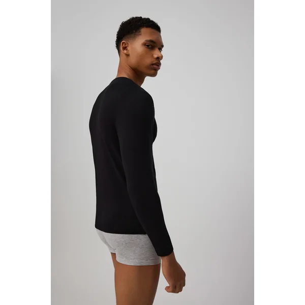 Maillot de corps noir à manches longues et col en V
