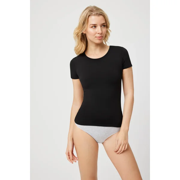Maillot de corps thermique noir à manches courtes