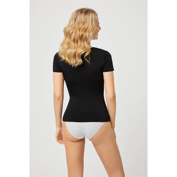 Maillot de corps thermique noir à manches courtes