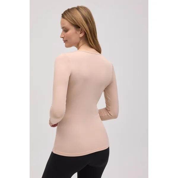 Maillot de corps thermique à manches longues couleur chair