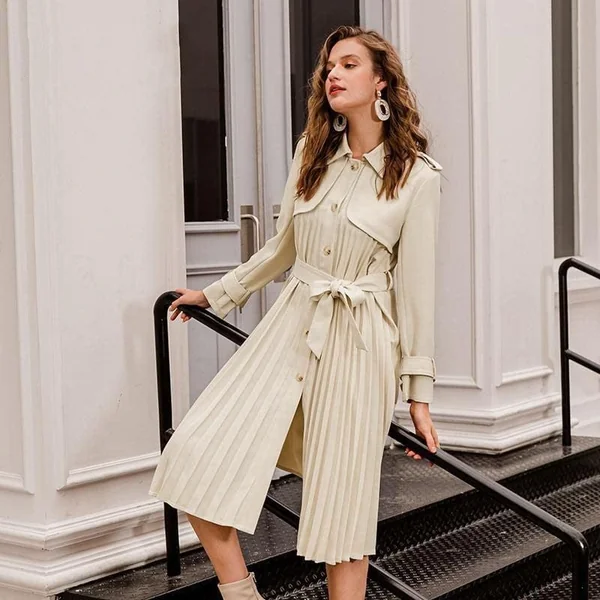 Manteau Long Bohème Plissé