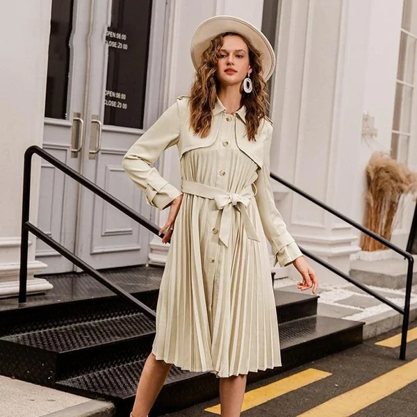 Manteau Long Bohème Plissé